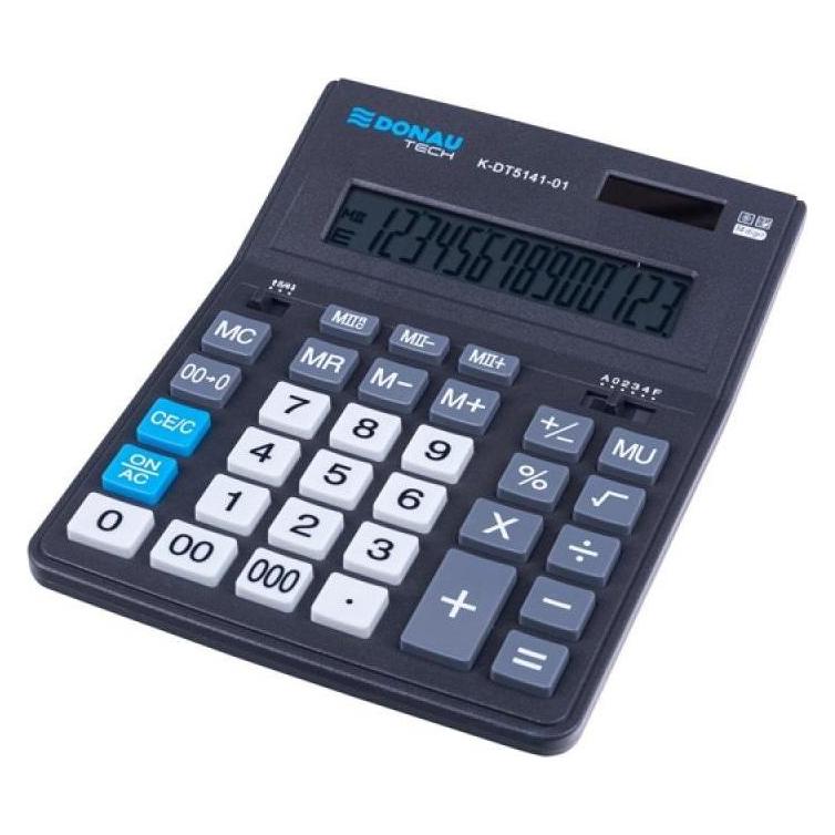 Donau Bürorechner tech, 14-stelliges display, masse 201x155x35mm, schwarz (Batteriebetrieb, Solarenergie) (47273754)