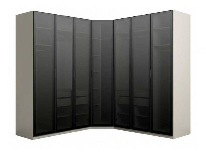 Xlmoebel Eckkleiderschrank Eckkleiderschrank Beige Schwarz Modern Edel Eckschrank Glas Schrank