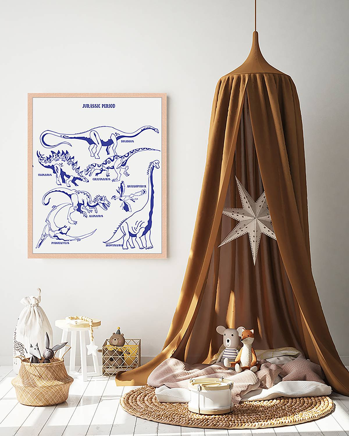 home24 Jurassic Period abstracte wandposter, meerdere kleuren, 53 x 63 cm