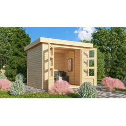 Karibu Gartenhaus "Calabar 4" SET naturbelassen mit Boden und Dachfolie
