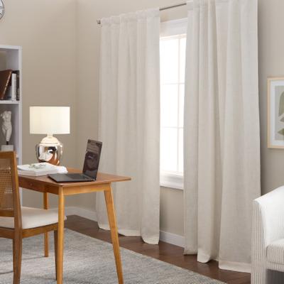 TOWN & COUNTRY LUXE ARLO Solid Linen Texture 100% Blackout Curtains 2-Pack