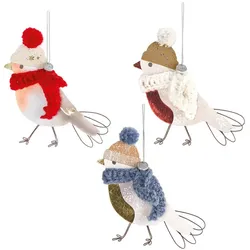 Weihnachtsanhänger Wintervögel mit Mütze Good old friends Draht, Pappe mehrfarbig, Designer Sarah Baumann, 11x11x0.5 cm