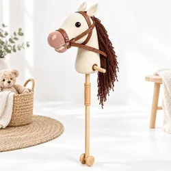 Relaxdays Steckenpferd aus Cord Beige,Braun,Hellbraun