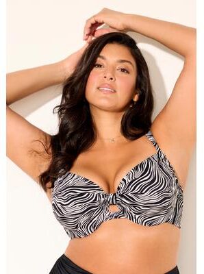 Plus Size Women's Leader Bra Sized Underwire Bikini Top by Swimsuits For All in Island Zebra (Size 44 G)
