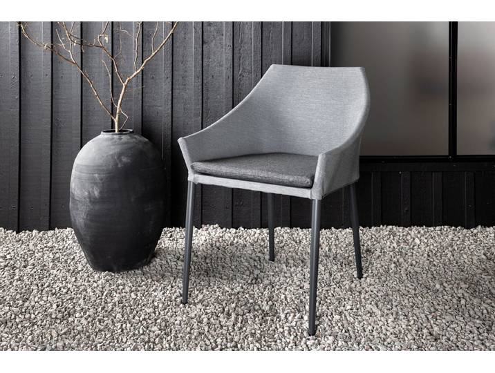 2er Set - Gartenstuhl Sophia aus Aluminium-Polyester - Grau-Schwarz - Luxusbetten24