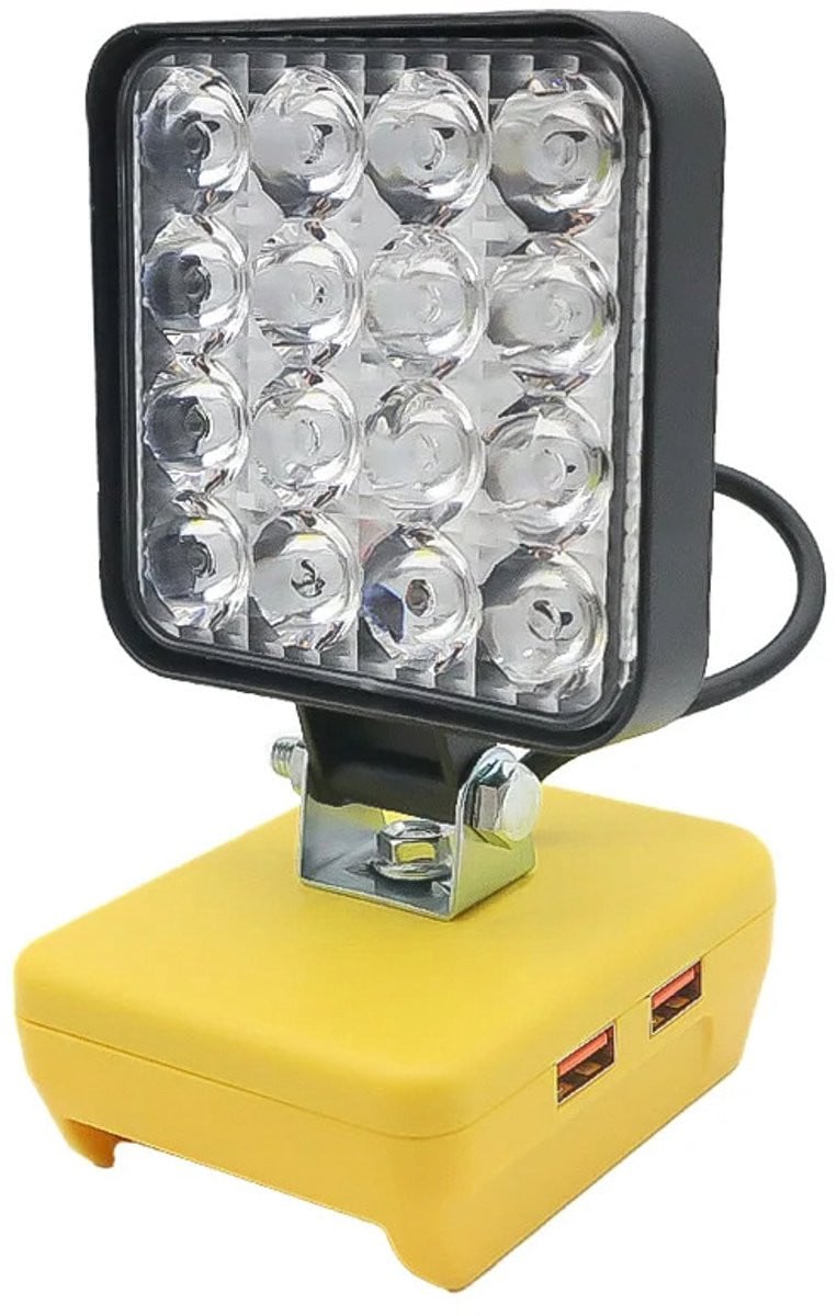 16 LED-werklamp en noodlamp geschikt voor Dewalt, geel/zwart, zonder batterij