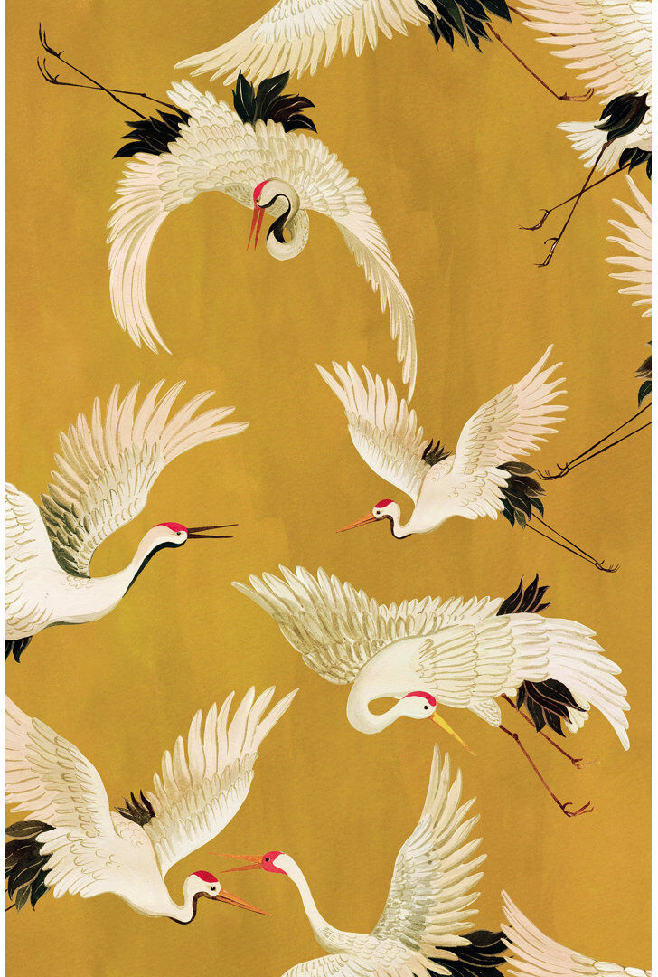 Galerie Home Galerie Designer Walls Cranes Wallpaper Yellow 10,005.01cm L