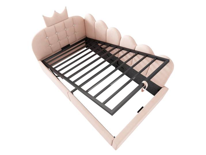 Oxeza Polsterbett 90/200 cm Rosa mit Hydraulische Speicherfunktion, Mode, 90x200 cm, Schlafzimmer, Betten, Polsterbetten