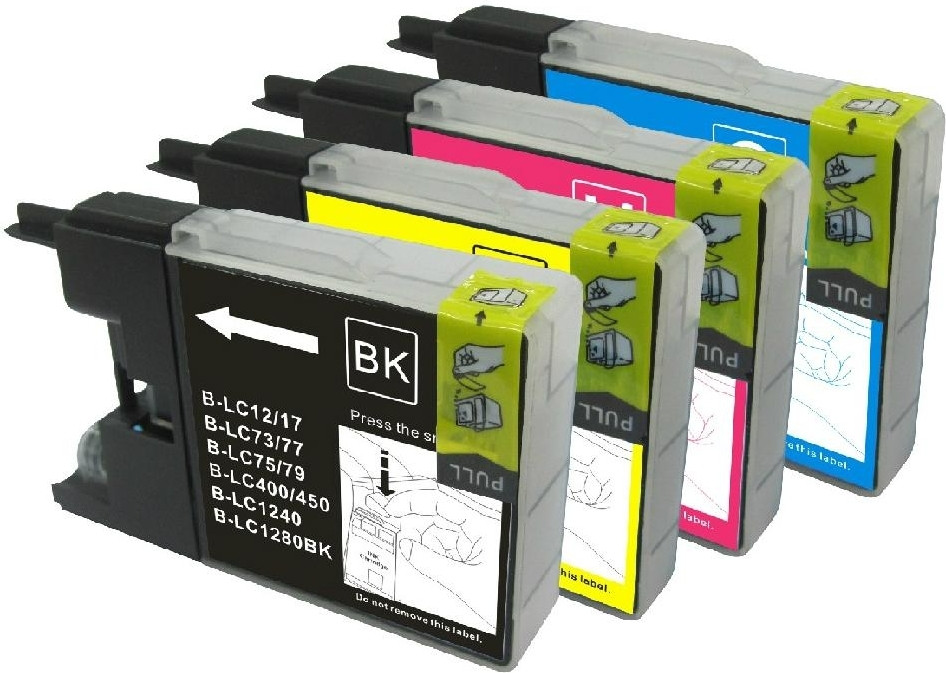 Die Patronenprofis Set Compatibele Inktpatronen voor Brother LC-1240 / LC-1280 XL, XL-formaat, Zwart, Cyaan, Magenta, Geel