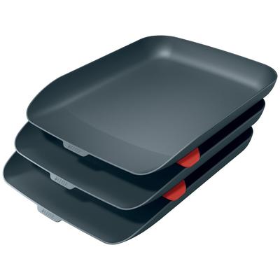 LEITZ Cosy Set DIN A4: 3 Briefkörbe + 2 Stapelelemente, dunkelgrau