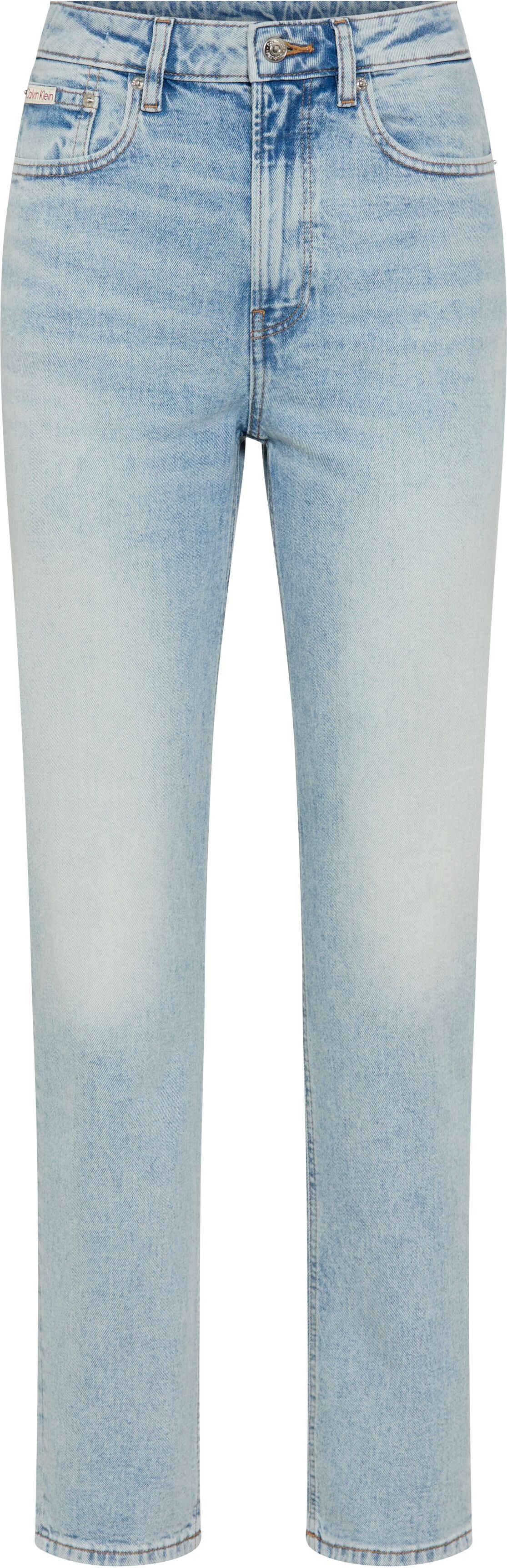 Mom-Jeans CALVIN KLEIN JEANS, Damen, Gr. 29, Länge 34, blau (lafayette), Denim/Jeans, Obermaterial: 99% Baumwolle, 1% Elasthan, unifarben, gerade, unten schmal lang, Jeans Mom-Jeans, Stretch-Denim, Used-Washed lafayette 29, Länge 34