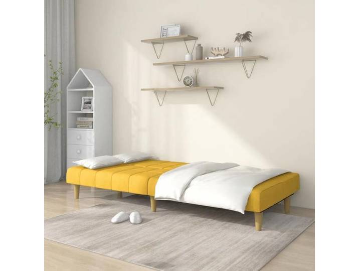 Canapé-lit convertible 2 places - SOLOMOON - Jaune - 200x84 5x69 cm - 200x100x32 cm en mode lit - Tissu polyester