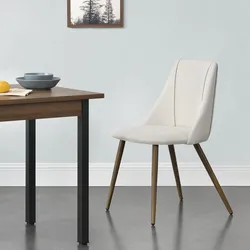 2er-Set Polsterstuhl Danzig Holzfarben Beige en.casa