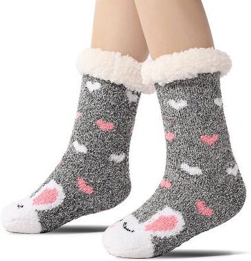 LightInthebox Ultra-Thick Cashmere Slipper Home Socks for Women, Non-Slip Fuzzy Home Socks with Grips, Warm Cozy Christmas Slipper Socks, Soft Inherentinct Winter Socks