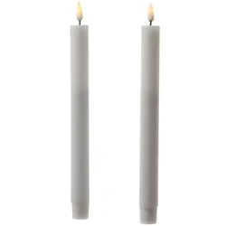 283 LED Stabkerzen Mia Tafelkerzen Echtwachs flackernd H: 24cm weiß 2Stk