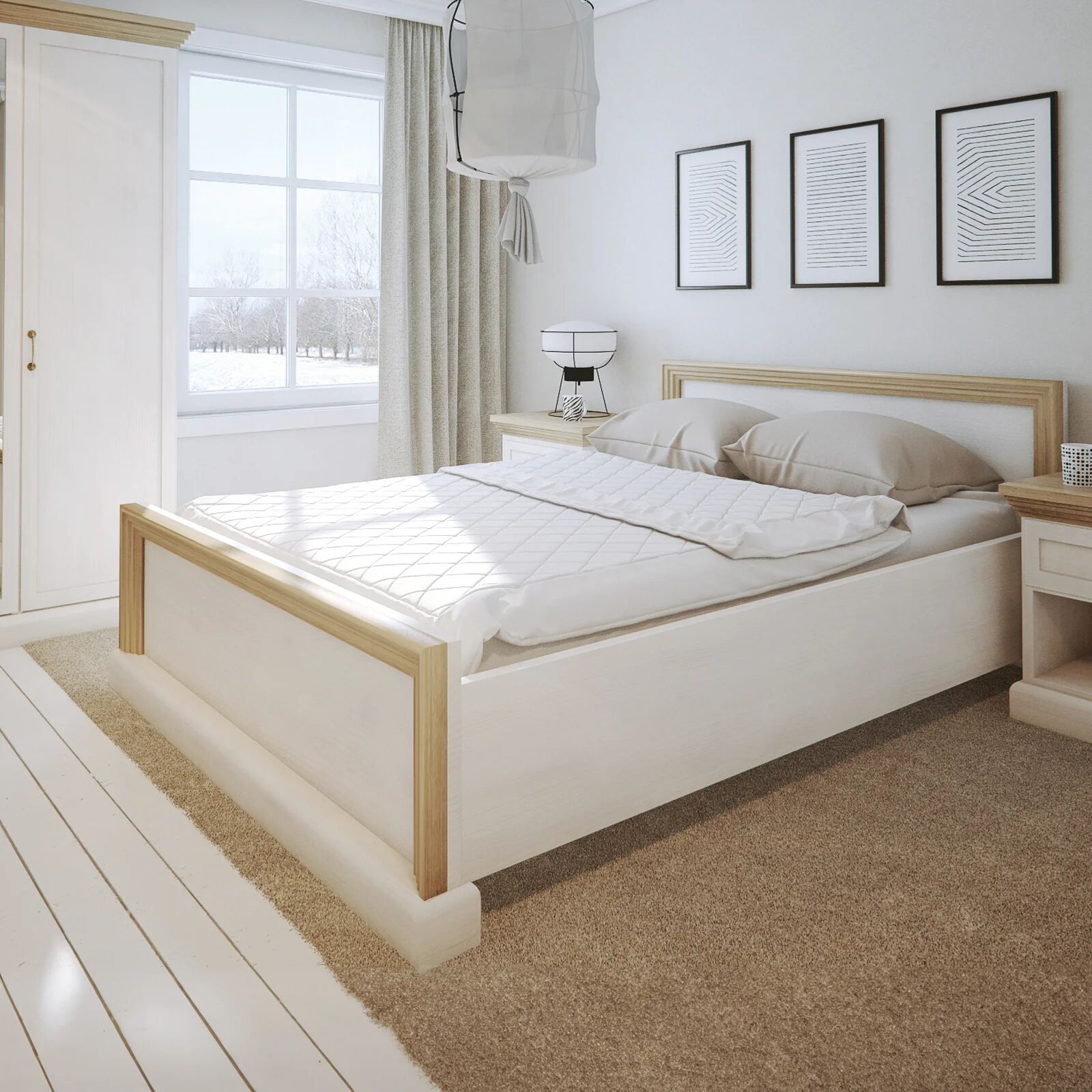 garneroarredamenti Letto matrimoniale 160x200cm pino frassinato rovere Blend