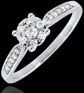Edenly Zarter Ring in WeiÃŸgold DiamantsphÃ¤re - umrandet - 0.12 Carat