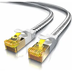 Primewire 10x CAT 7 Netzwerkkabel Flach Baumwollmantel, LAN Patchkabel Datenkabel, Flachbandkabel Verlegekabel (CAT7, 0.25 m), Netzwerkkabel
