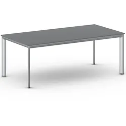 Konferenztisch PRIMO INVITATION 200x100 cm, graues Metallgestell, Graphit