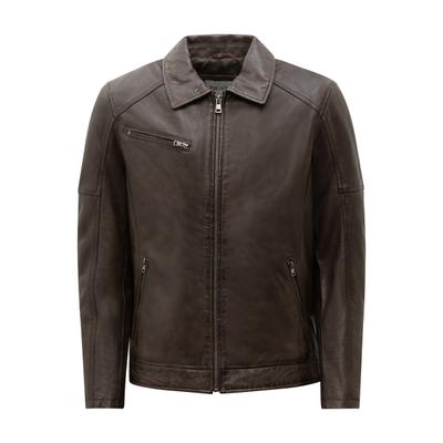 Lederjacke RICANO "Lederjacke Claude", Herren, Gr. L, braun, Obermaterial: 100% Lammnappaleder LANA. Futter: 100% Polyester PES., normal, Rundhals, Jacken, Handgefertigt aus echtem Leder