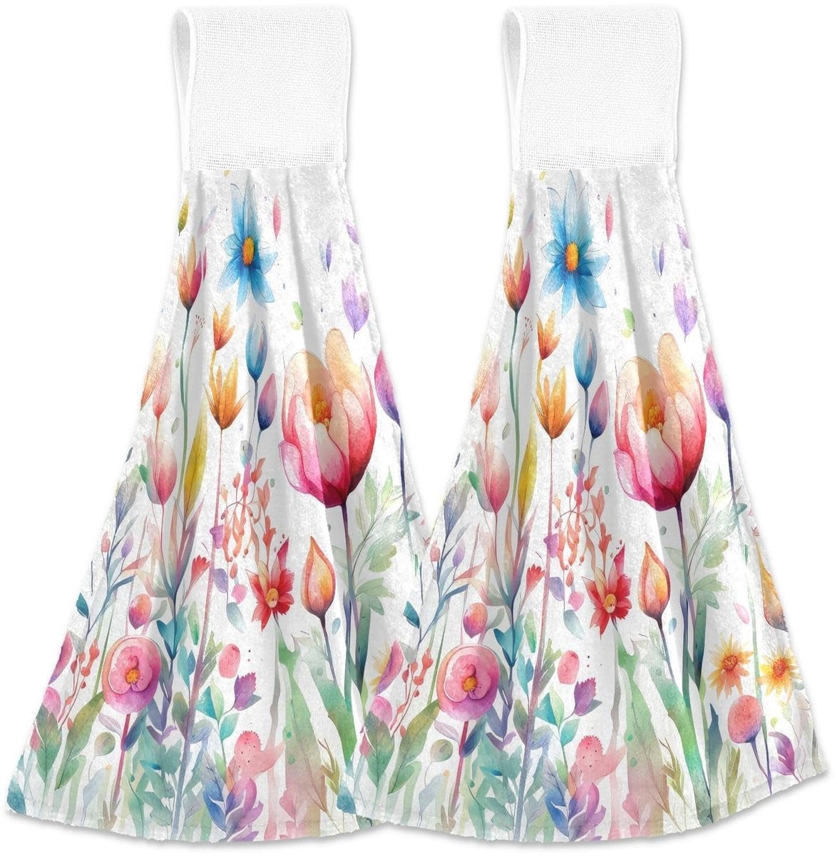 Set van 2 absorberende keukendoeken met kleurrijke lentebloemen