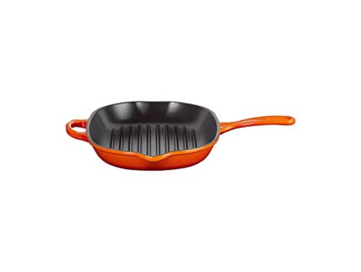 Le Creuset Signature Ovale Grillpfanne aus Gusseisen, mit Hilfsgriff und zwei Ausgießern, für alle Herdarten und Backöfen, 32 cm, Ofenrot, 20194320900422