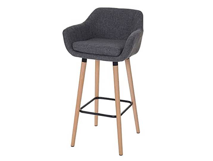 PROREGAL Barhocker Oslo mit Lehne Sitzhöhe 79cm Textil Grau Barstuhl Tresenhocker