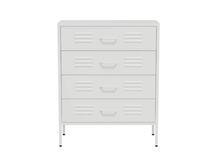 Lendo Online Metallkommode mit Schubladen – Industrie Kommode aus Stahl – Aufbewahrungsschrank für Schlafzimmer – 80x40x100 cm – Pulverbeschichtet - Schubladenschrank (Weiß)