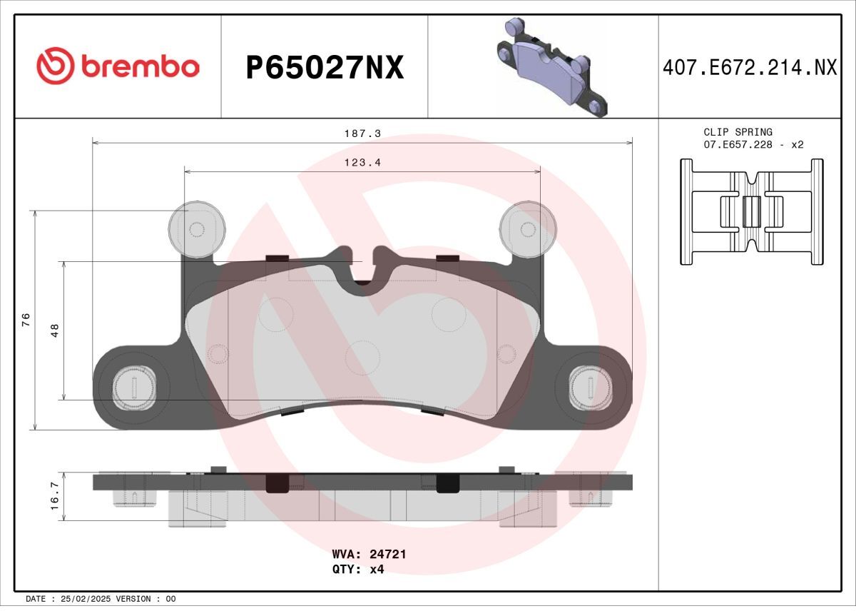 Bremsbelagsatz BREMBO P65027NX