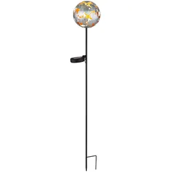 LED Solarlampe Erdspieß Gartendeko Ahornblätter Terrassenlampe Steckleuchte, silber grau, warmweiß, DxH 12x91,5 cm