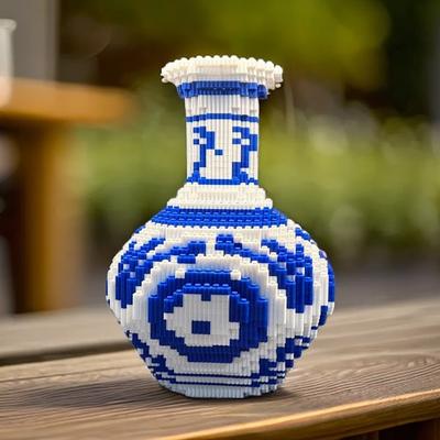 Smart Shopping Spot DIY Blue And White Porcelain Vase Puzzle Building Blocks Educational Gift For Children b