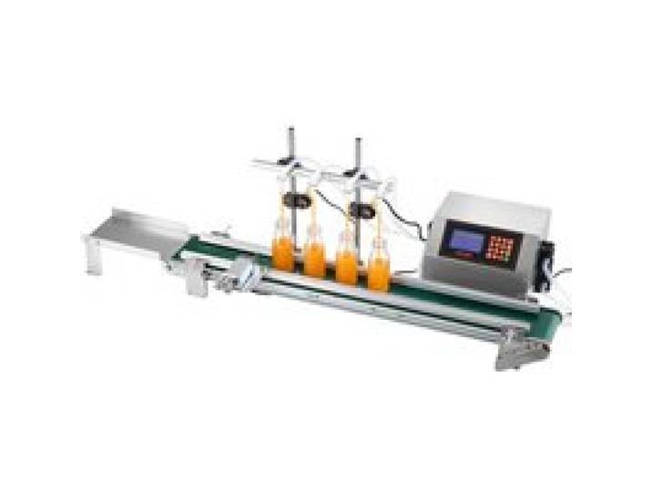 VEVOR Automatische Abfüllmaschine 10-500g Flüssigkeitsfüller mit Förderband, Abfüllanlage für Getränke Kosmetik Öl & Chemie, Edelstahlgehäuse, Digitale Waage, Höhenverstellbar, mit 4 Düsen & Sensor