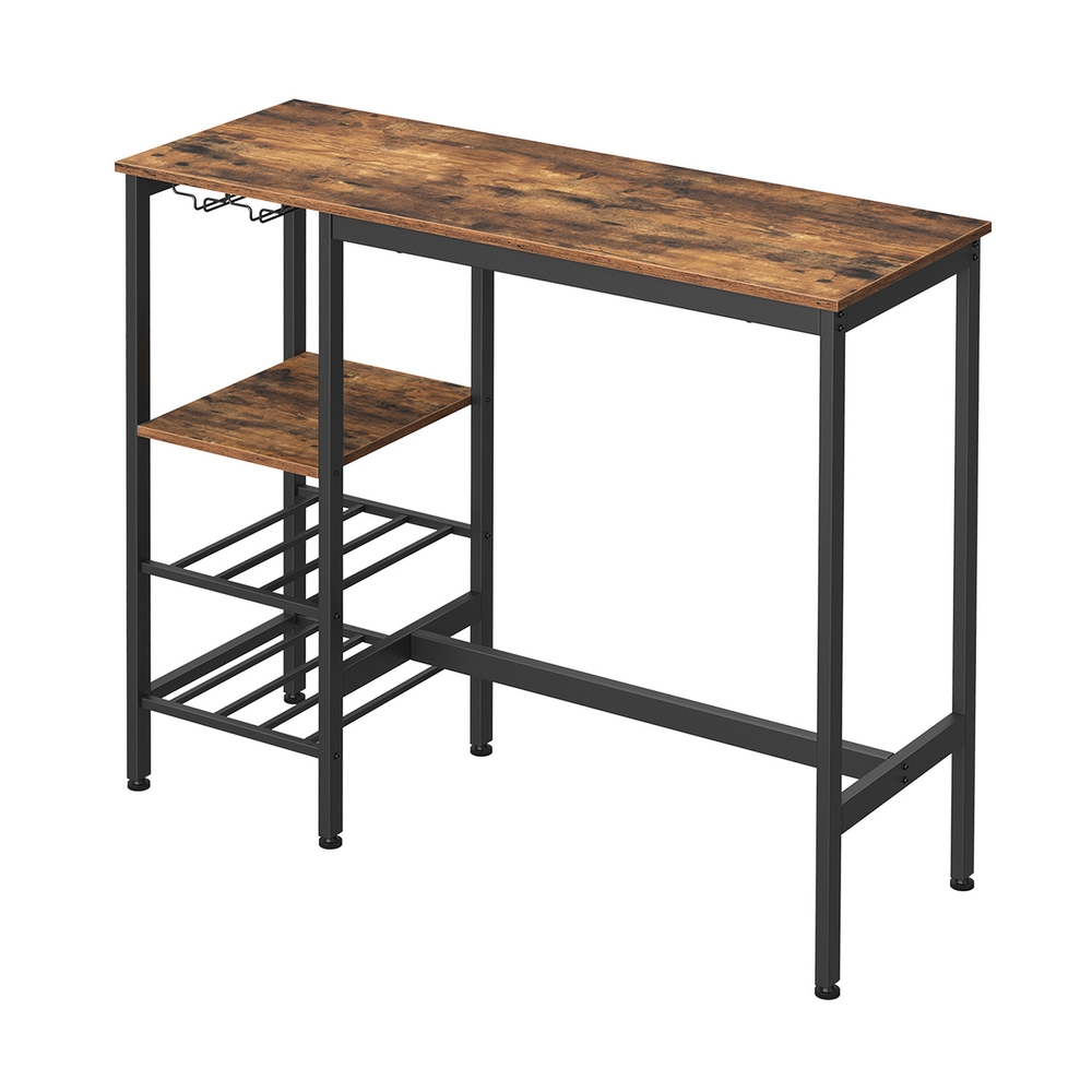 VASAGLE Bartisch, 110 x 40 x 90 cm, mit Halterungen für Weingläser und Flaschen LBTB35013B01