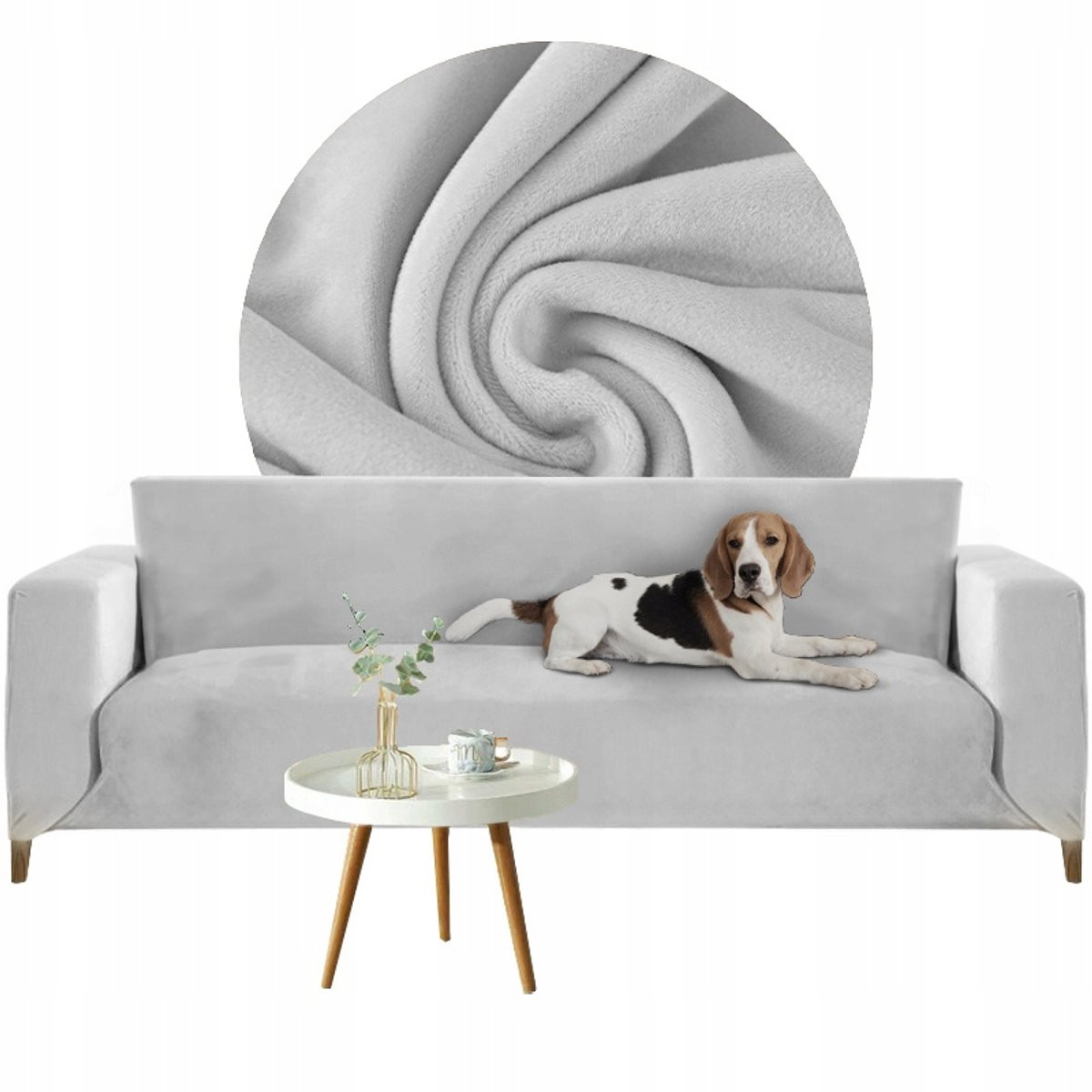 Merkloze 2-persoons bankhoes velvet lichtgrijs (145-185 cm)