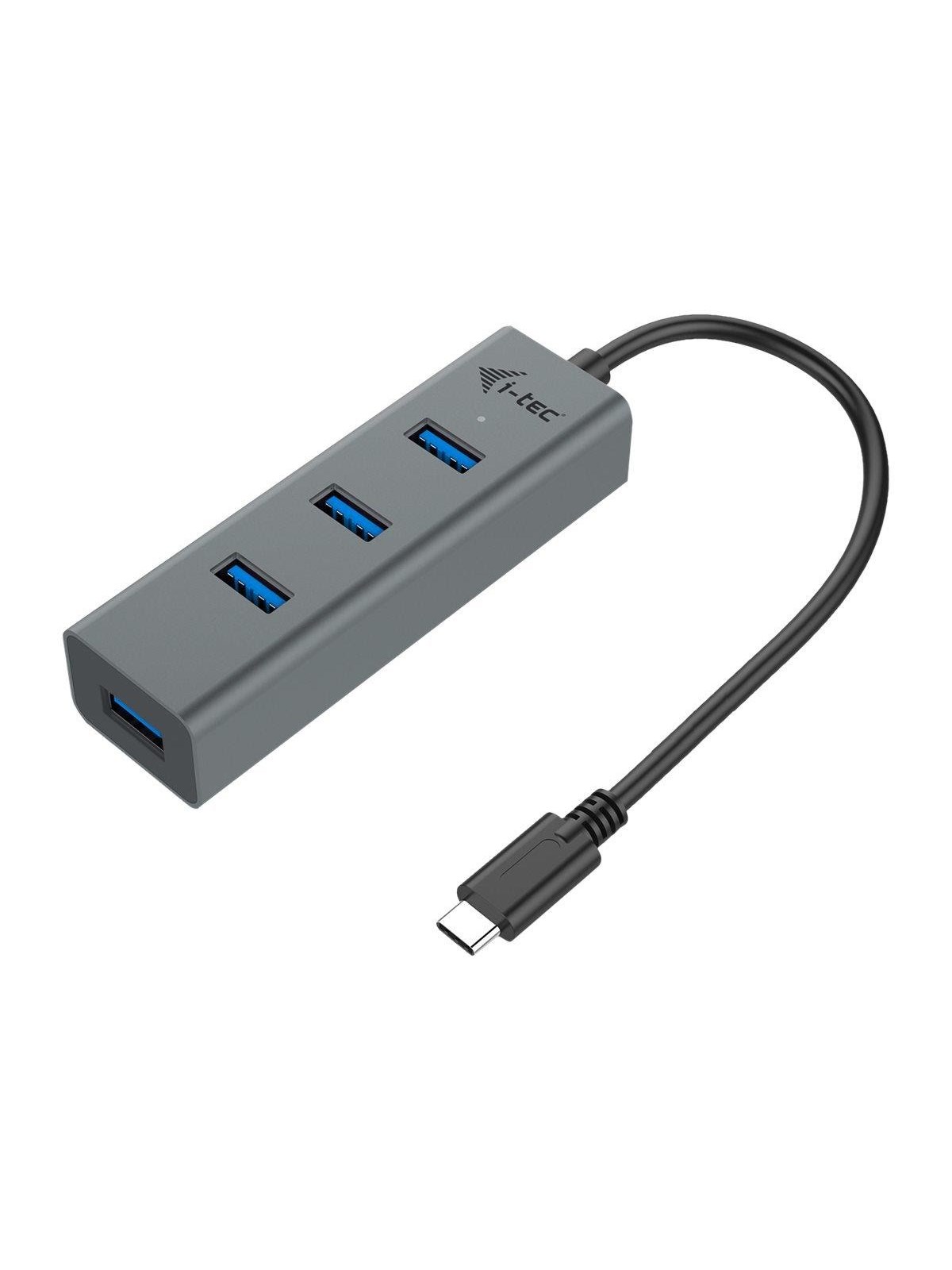 I-Tec USB-C 3.1 Metal HUB - 4-Port USB 3.0 - Bus powered - Overcurrent protection USB-Hubs - USB 3.2 - 4 - Grau