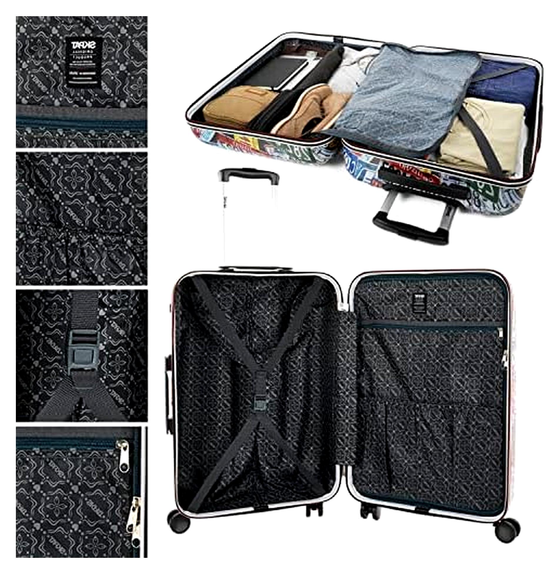 Leicht Koffer Set Polycarbonat Reisekoffer Set für Flugreisen - Dauerhaft Hartschalenkoffer Set - Kofferset Hartschale mit TSA Kombinationsschloss - Robuster und Leichter Reisekoffers, Schwarz