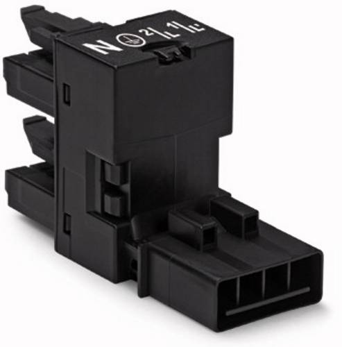 WAGO Netz-H-Verteiler Netz-Stecker - Netz-Buchse, Netz-Buchse Gesamtpolzahl: 4 Schwarz 50St.