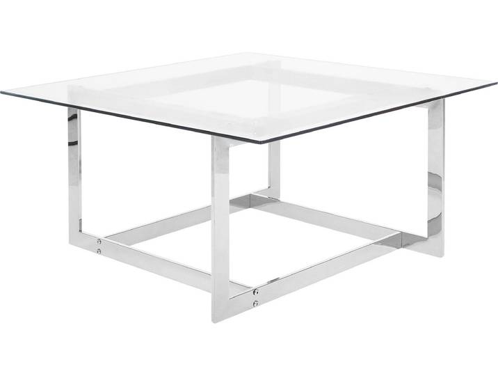 BELIANI Couchtisch Silber Transparent 80 x 80 cm Glasplatte Poliert Glänzende Metallgestell Quadratisch Modern