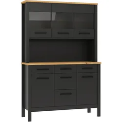 Buffetschrank Carbona mit 5 Türen & 5 Schubladen, Sicherheitsglas, Anthrazit/Artisan Eiche