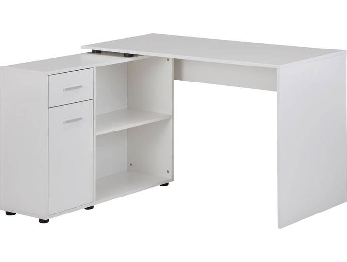 Eckschreibtisch mit Regal Weiß 120x75,5x106,5cm Modern Home Office