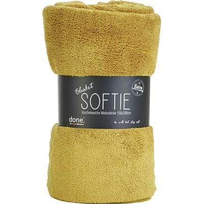 Wohndecke DONE. "Softie", gold (goldfarben), B:150cm L:200cm, Polyester, Wohndecken, Wohndecke, Extra weiche Wohndecke aus softigem Teddy-Stoff, Kuscheldecke