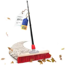 Novaliv Straßenbesen mit Stiel draußen 40 cm Elaston Borsten Ideal als Besen draußen Gartenbesen mit Stiel Harte Borsten Terassenbesen Hofbesen Stallbesen Kehrbesen Industriebesen Outdoor Broom