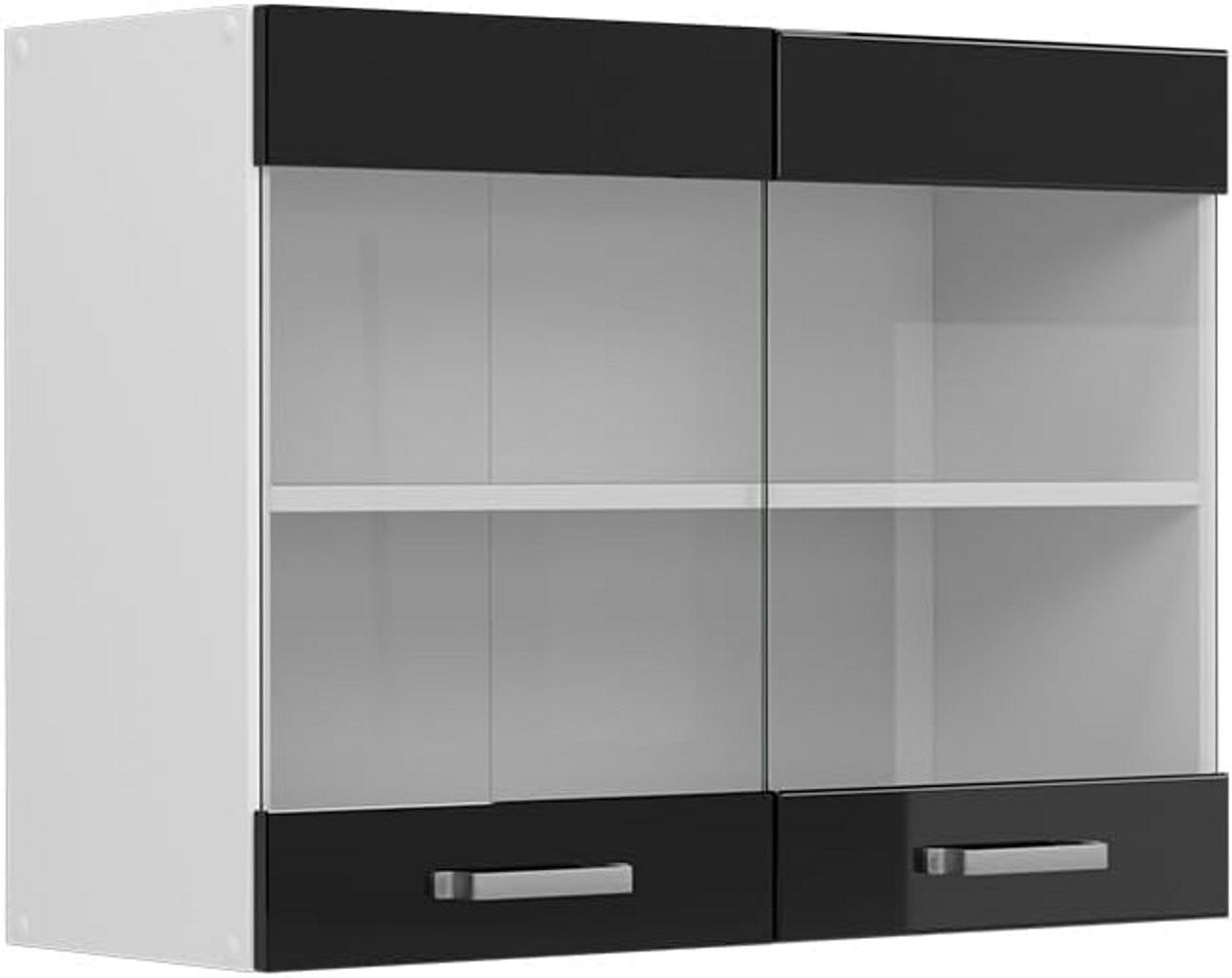 Hangende glazen keukenkast met glazen deuren in MDF