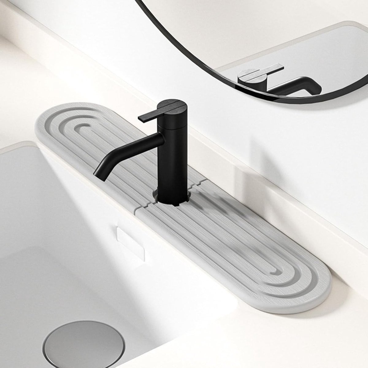 Waterafvoer Mat voor de Keuken en Badkamer - Splash Guard, Antislip, Breedte: 40 cm, Diepte: 10 cm, Grijs