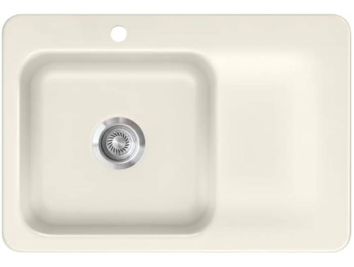 KeraDomo Spüle JUNA 75 in MAGNOLIE - Becken links mit Handbetätigung/Systemceram/Keramikspüle