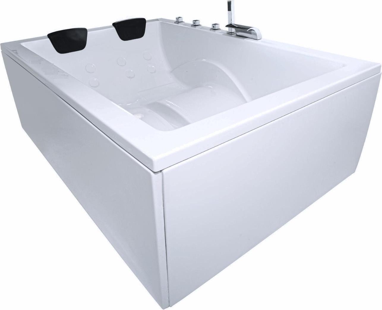 CARIBIA Doppel Badewanne Dynasty Doppel-190x140 Wasserfall Armaturset, Acrylschürze, Füße, Ablaufgarnitur und 2x Kopfkissen GRATIS