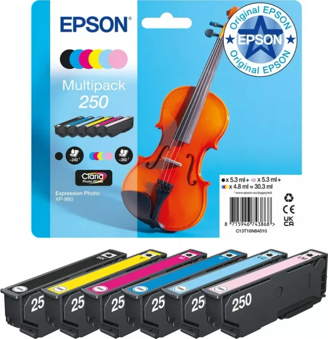 Epson 250 Multipack - 6-pack - black yellow cyan magenta light cyan light magenta - original - ink cartridge