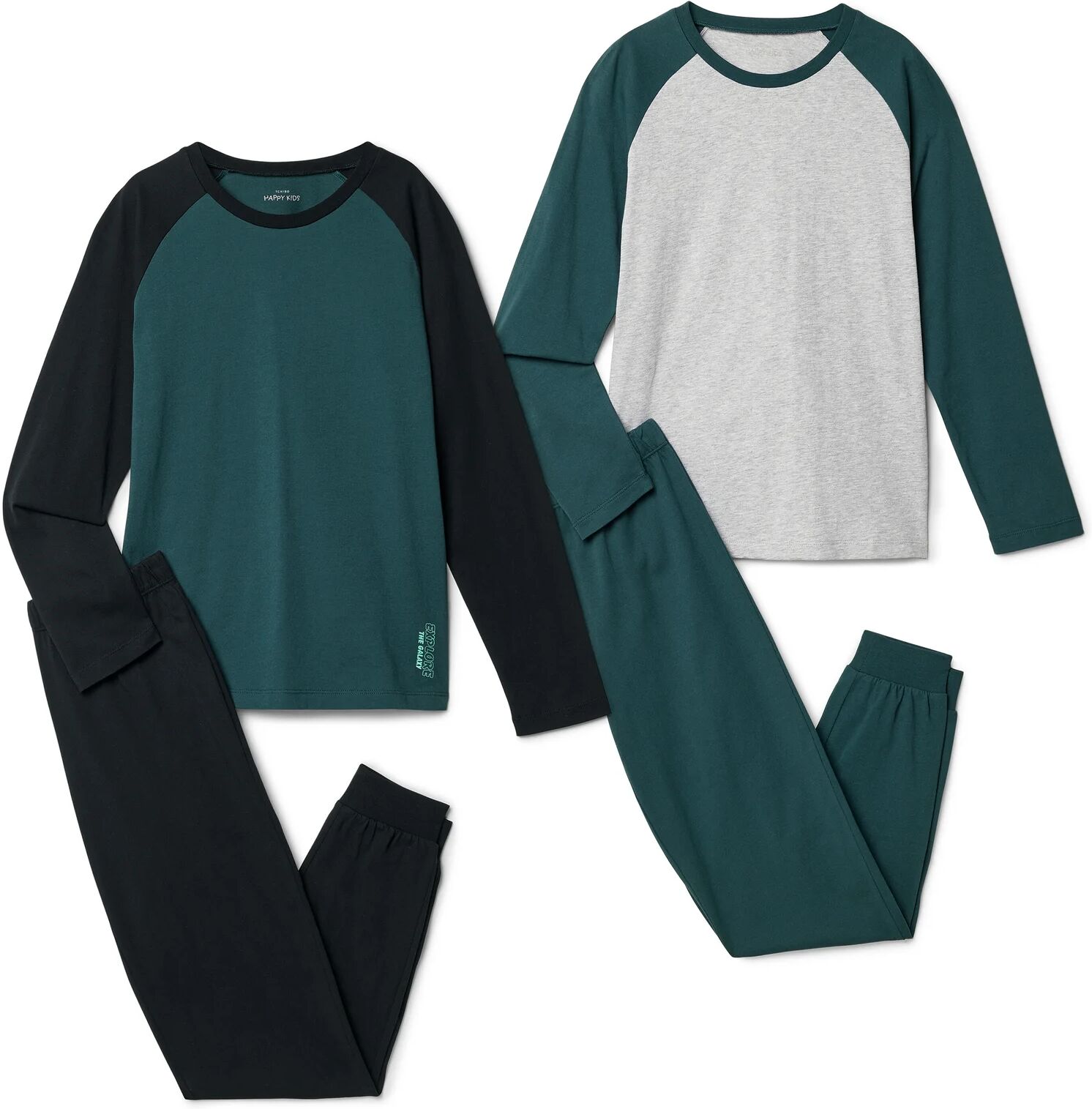 Tchibo - 2 Kinder-Pyjamas - Herren - Gr. 146/152 - dunkelgrün