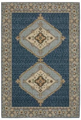 Style Haven Adalynn Traditional Double Medallion Blue/ Gold Area Rug