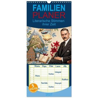 Familienplaner 2027 - Literarische Stimmen ihrer Zeit mit 5 Spalten (Wandkalender, 21 x 45 cm) CALVENDO